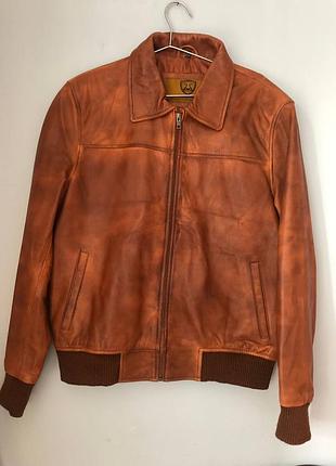 Чоловіча шкіряна куртка-бомбер shop of jackets (натуральна шкіра, розмір xl)