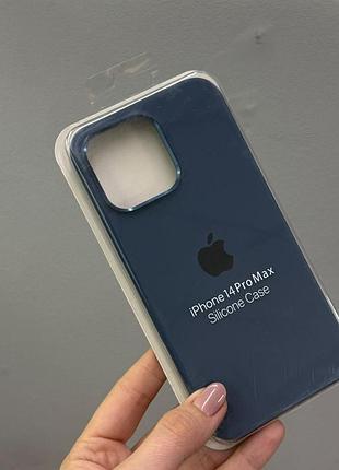 Чехол-накладка с микрофиброй для айфон 14 pro max, чехол silicone case с микрофиброй для iphone 14 pro max (синий)