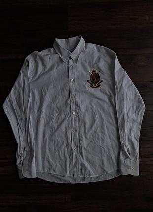 Біла сорочка polo ralph lauren з великим вишитим гербом