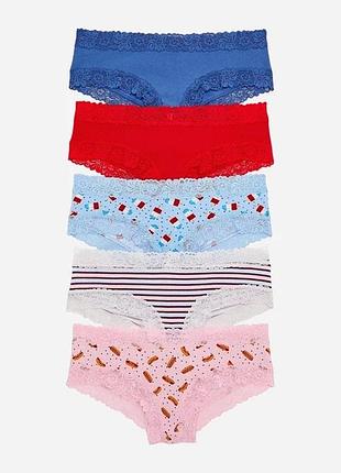 Набор трусиков бразилиана женских хлопковых victoria’s secret 5 шт
