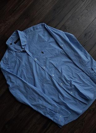 Чоловіча блакитна сорочка polo ralph lauren з довгим рукавом