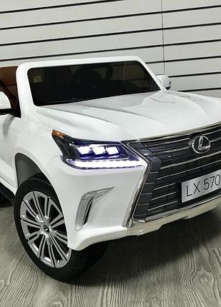 Дитячий електромобіль джип лексус bambi (m 3906eblr) lexus 570 повнопривідний білий мп4