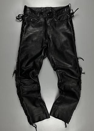 Шкіряні штани зі шнурівками з натуральної шкіри echtes leder veritable cuir real leather