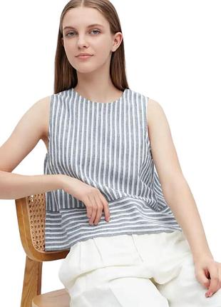Uniqlo linen blend — блузка-топ без рукавів, льон 53%, s