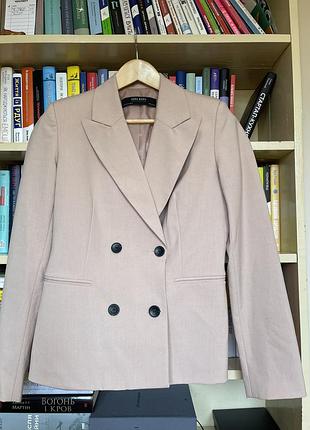 Жіночий жакет zara basic collection, нюдовий, розмір 38 (m)