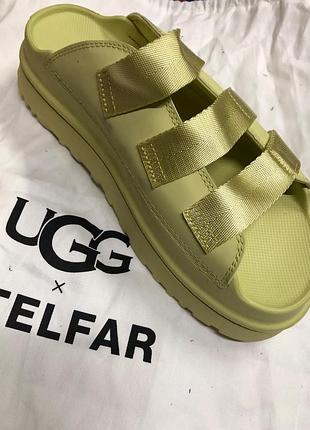 Шльопанців-слайдів на платформі — ugg goldenglow slide (колір golden apple / салатово-жовтий).розмір:42