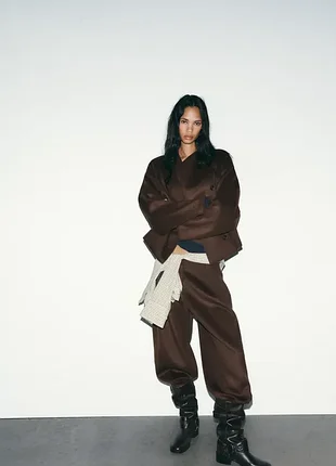 Стильний асиметричний вовняний жакет zara 1255/894