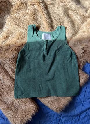 Топ для дівчинки zara kids зелений трикотажний у рубчик