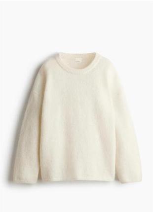 Жіночий светр h&m молочний мохер вовна оверсайз