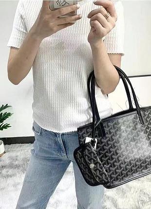Сумка goyard маленька чорна з гаманцем