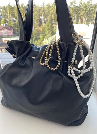 Кожаная сумка шоппер reiss medium ruched leather shoulder bag (премиум)