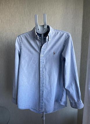 Чоловіча джинсова сорочка від polo ralph lauren з ефектом старої