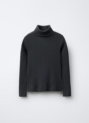 Футболка с высоким воротником и фактурой в рубчик zara 4641 (5048/714/807)
