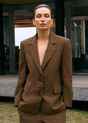 Коричневий піджак, блейзер zara