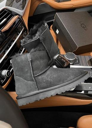 Жіночі уггі чорні замша змійка ugg mini zipper black suede leather