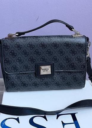 Жіноча сумка guess чорна з монограмою