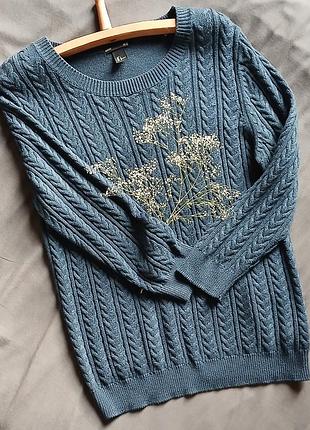Светр жіночий h&m сіро-синій з вовною та віскозою