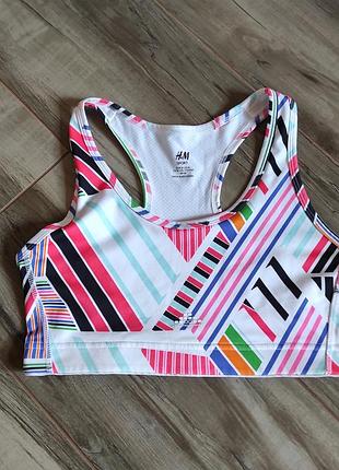 Спортивный топ h&amp;m sport в яркий геометрический принт, размер m (eur m / us m)