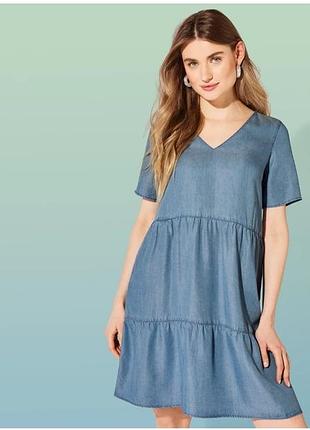 Легкое ярусное платье esmara из 100% тенселя (tencelTM / джинс-софт), р. s/m (eur 38)