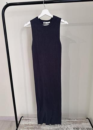 Сукня міді жіноча zara темно-синя