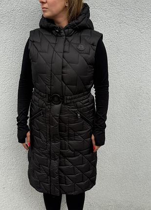 Moncler жилетка оригинал чёрная m s размер удлиненная