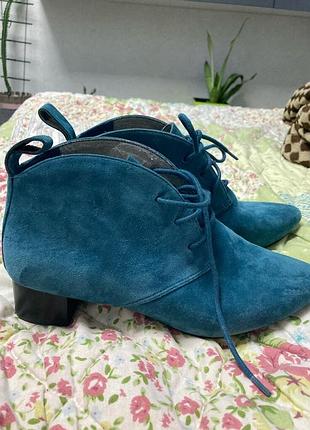 Бирюзовые замшевые ботинки р 38/25 см мягкие clarks клакс