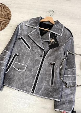 Новая натуральная кожаная куртка-косуха oversize