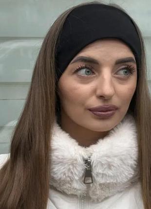 Пов'язка на голову жіноча тепла чорна