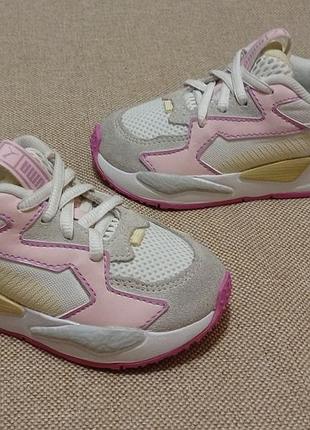 Кросівки для дівчинки puma рожеві, сірі, розмір 24 довжина устілки 15, 5 см, замша, штучна шкіра, текстиль