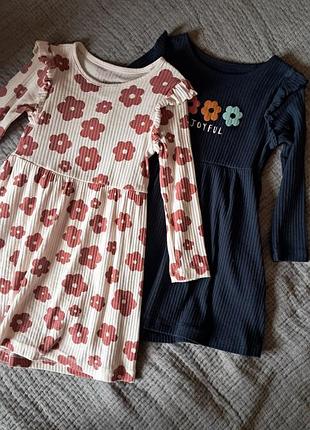 Набор два платья 👗 для девочки от бренда lupilu размер 98/104 2-4 года с цветочным принтом