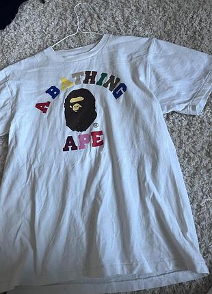 Чоловіча футболка bape біла з принтом