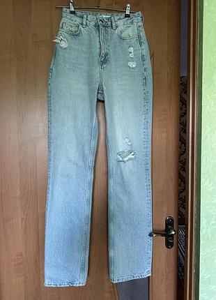 Жіночі джинси zara прямі блакитні розмір 34 (xs)
