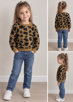 Модный леопардовый свитер matalan девочке 4-5 лет (рост 104-110 см)