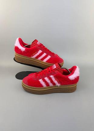 Червоні кросівки adidas gazelle bold w "fur pack"