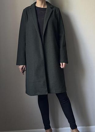Пальто кардиган zara без застібки в розмірі л, темно-зелене хакі оригінал демісезон осінь весна
