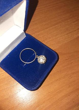 Серебро 925 кильце с подвесным камушком