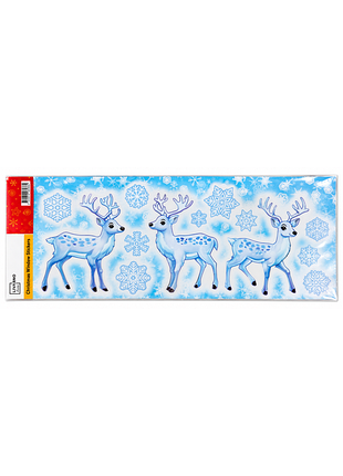 Новогодние наклейки на окна livarno home «олени и снежинки», многоразовые, 42 × 30 см