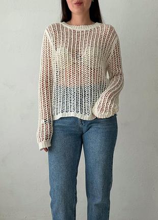 Легкий светр павутинка молочного кольору від zara, мʼякий та приємний до тіла
