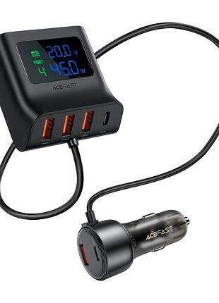 Азу acefast b11 car hub charger with digital display 138w (4usb-a/2c) black