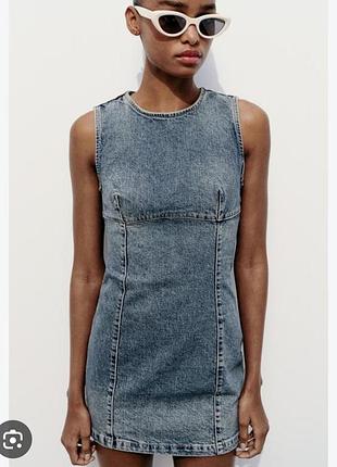 Стильное джинсовое мини платье zara