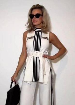 Подовжений  топ без рукавів з трикотажу преміального бренду karen millen ✨