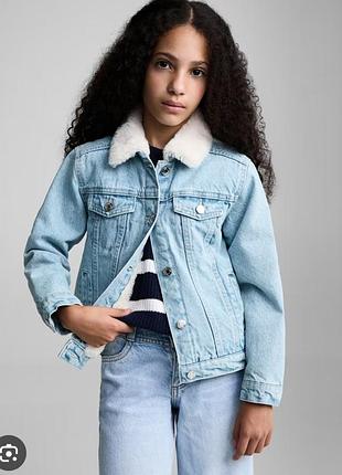 Утеплена дитяча стильна джинсовка mango,  140 см