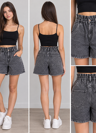 Стильные серые джинсовые шорты-paperbag от известного бренда salt &amp; pepper jeans co. (hand made in greece)
