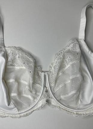 Бюстгальтер сатиновий з мереживом на кісточках мʼяка чашечка rosie m&s - білий , рр 65j