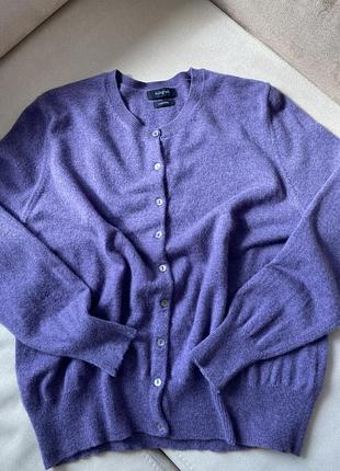 Кашеміровий кардиган autograph marks & spencer, великий розмір uk 22, бузковий