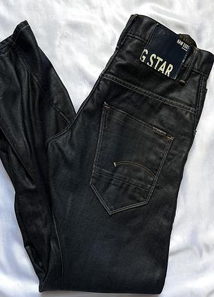 Чорні вощені джинси g-star raw (модель 3301)