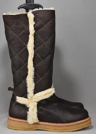 Moncler winter сапоги ботинки женские зимние кожа мех овчина цигейка коричневые италия оригинал 36-37 р/23.5 см canada goose moon boot bogner