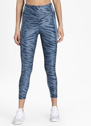 Тренувальні легінси puma favourite printed mid waist 7/8 з ефектним синім тигровим принтом