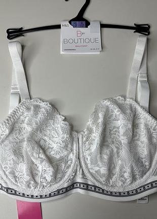 Бюстгальтер мереживний з сіточкою мʼяка чашечка m&s by boutique - білий, 65h