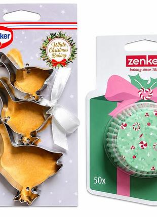 Набор для рождественской выпечки dr. oetker + zenker, формочки для печенья и 50 бумажных форм для маффинов